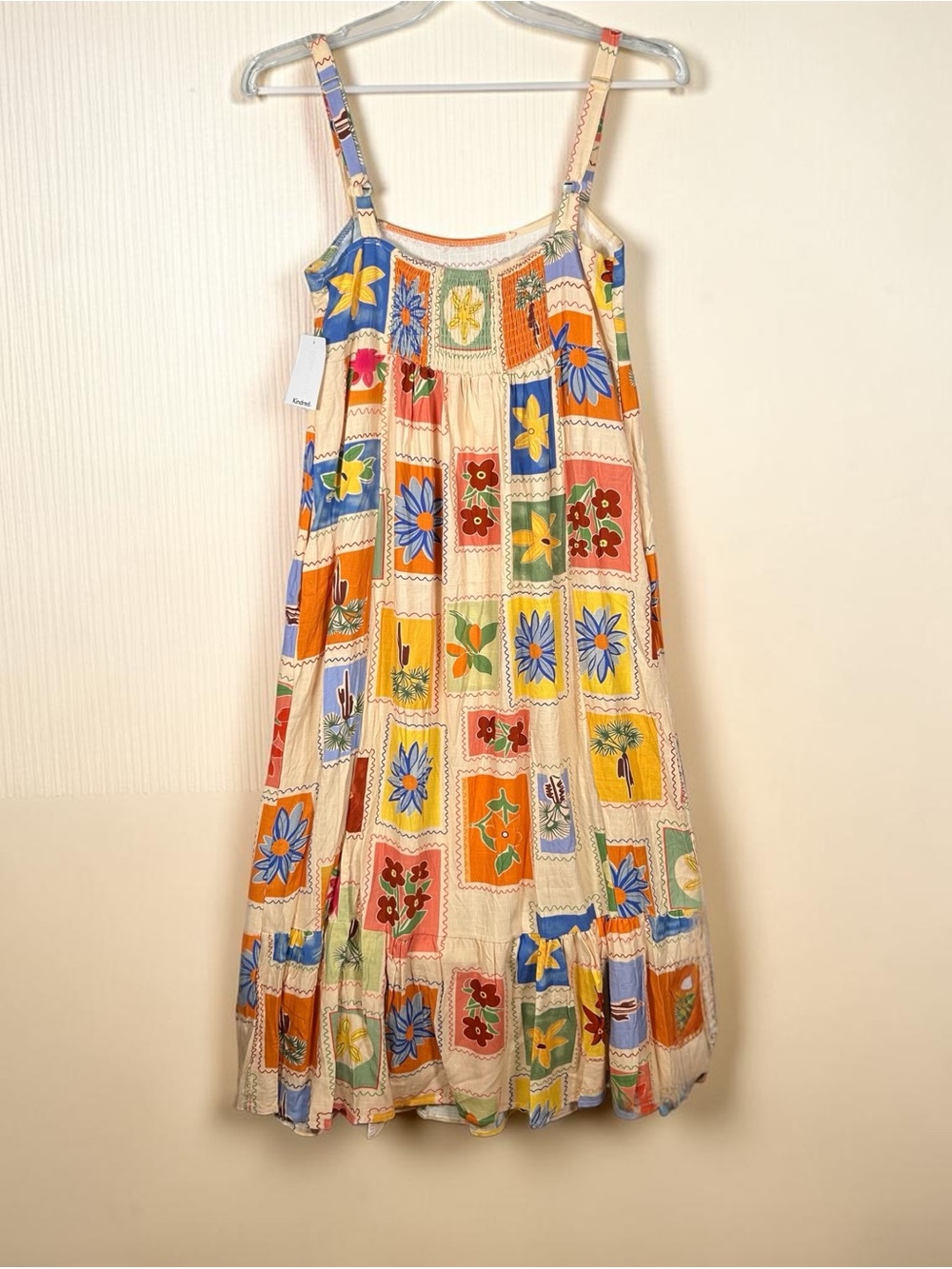 Anthropologie Kindred Floral Postcard Stamp Linen Blend Maxi Dress S NWT - Picture 4 of 6
